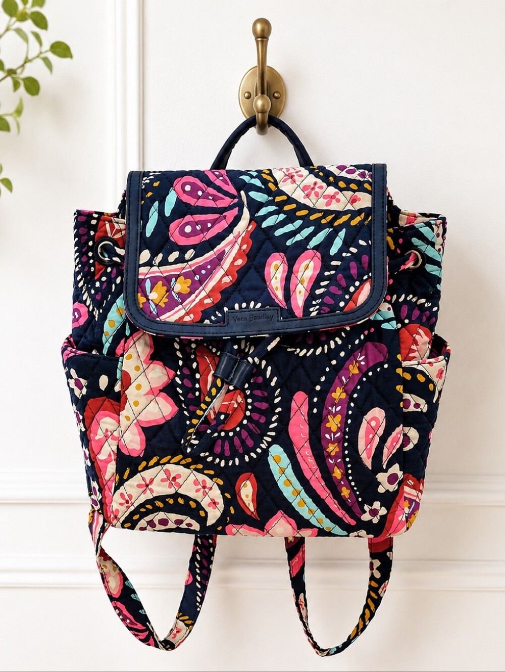Vera Bradley Black and Pink Paisley Backpack